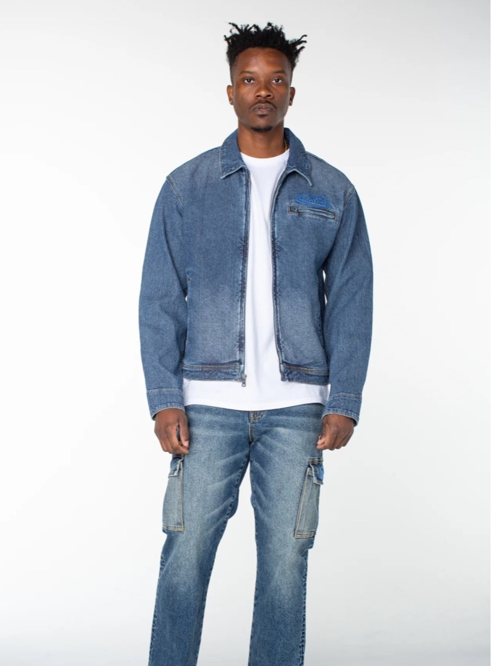 Von Dutch Men’s Blue Denim Zip-Front Jacket NWT